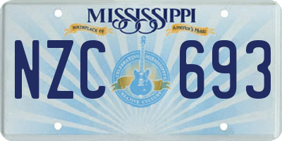 MS license plate NZC693