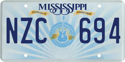 MS license plate NZC694