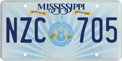 MS license plate NZC705