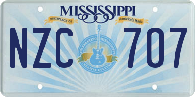 MS license plate NZC707
