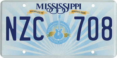 MS license plate NZC708