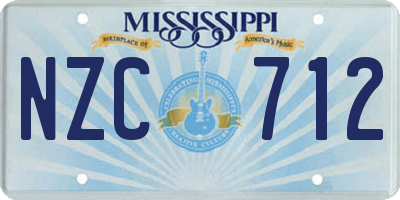 MS license plate NZC712