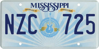 MS license plate NZC725