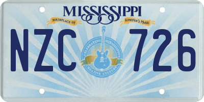 MS license plate NZC726
