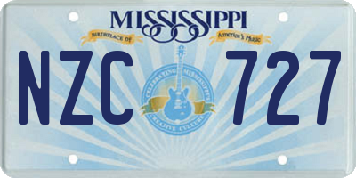 MS license plate NZC727