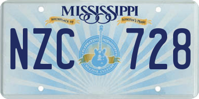 MS license plate NZC728