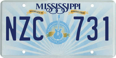 MS license plate NZC731