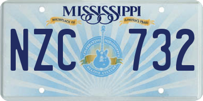 MS license plate NZC732