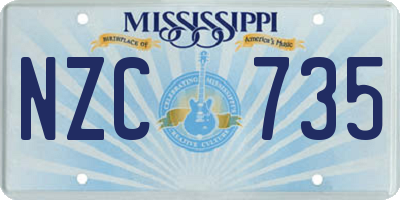 MS license plate NZC735