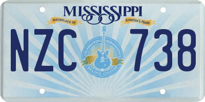 MS license plate NZC738