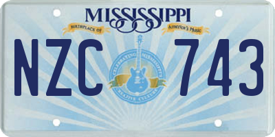 MS license plate NZC743