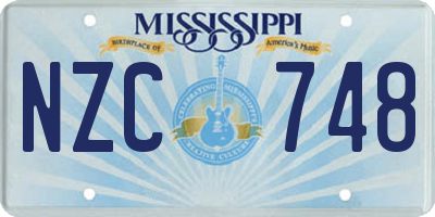 MS license plate NZC748