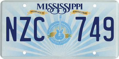 MS license plate NZC749