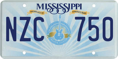 MS license plate NZC750