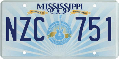 MS license plate NZC751