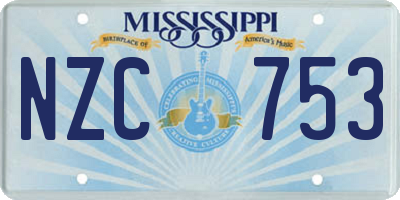 MS license plate NZC753