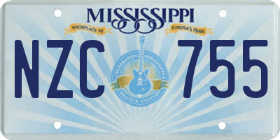MS license plate NZC755