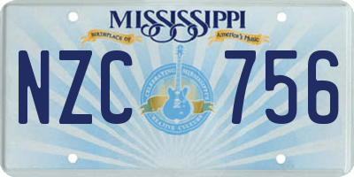 MS license plate NZC756