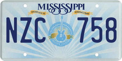 MS license plate NZC758