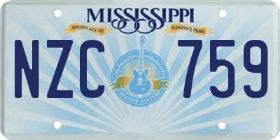 MS license plate NZC759