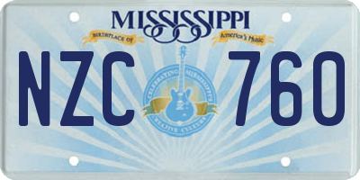 MS license plate NZC760