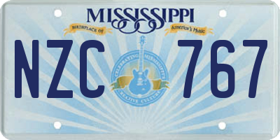 MS license plate NZC767
