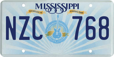MS license plate NZC768