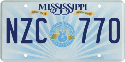 MS license plate NZC770