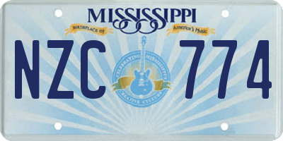 MS license plate NZC774
