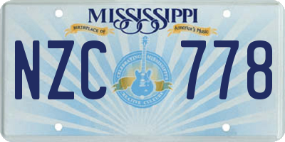 MS license plate NZC778
