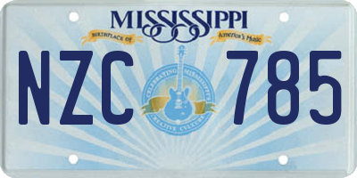 MS license plate NZC785