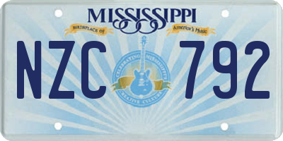 MS license plate NZC792
