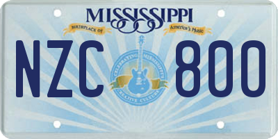 MS license plate NZC800