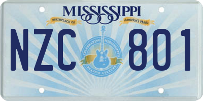 MS license plate NZC801