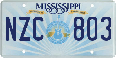 MS license plate NZC803