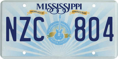 MS license plate NZC804
