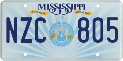 MS license plate NZC805