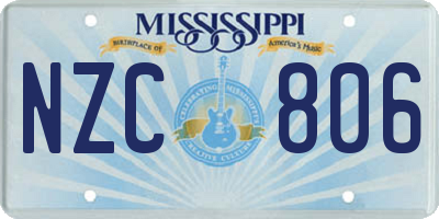 MS license plate NZC806