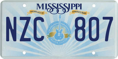MS license plate NZC807