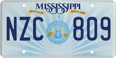 MS license plate NZC809