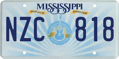MS license plate NZC818