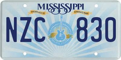 MS license plate NZC830