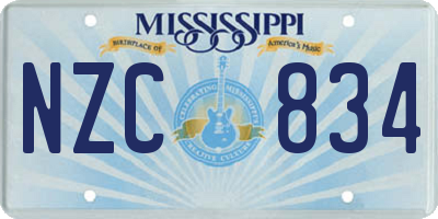 MS license plate NZC834