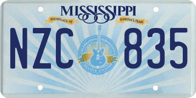 MS license plate NZC835