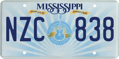 MS license plate NZC838