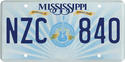 MS license plate NZC840
