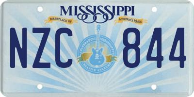 MS license plate NZC844
