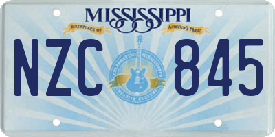MS license plate NZC845