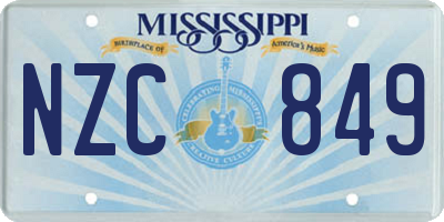 MS license plate NZC849