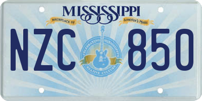 MS license plate NZC850